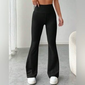 Wide waistband flare leg pants